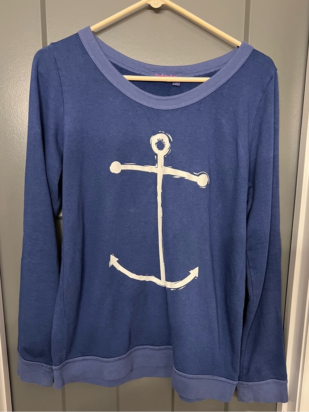 fresh produce Navy Pullover Sweatshirt with white Logo anchor size small